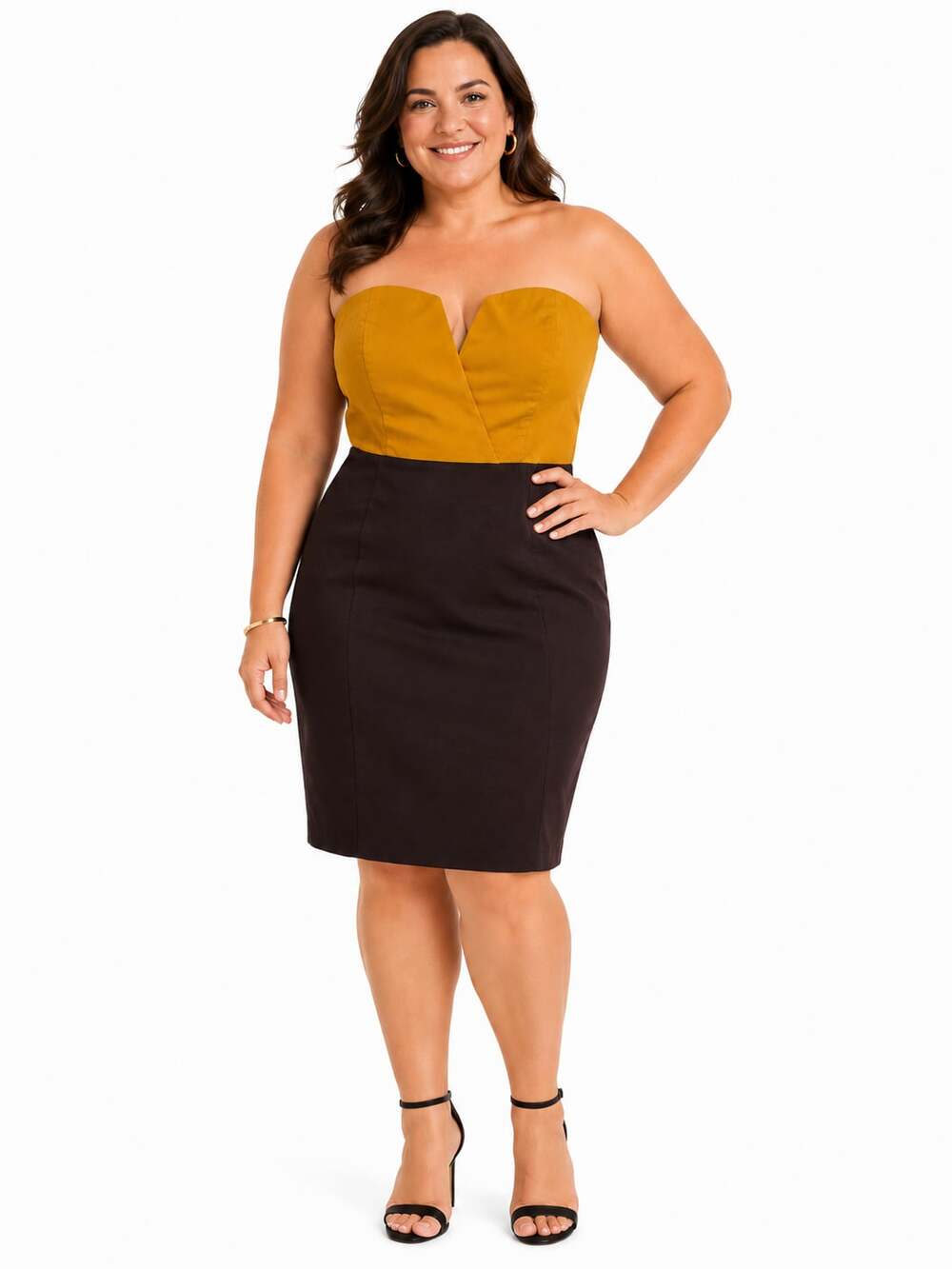 Sophie & Kate Color-Blocked Strapless Sweetheart Neckline Pencil Dress